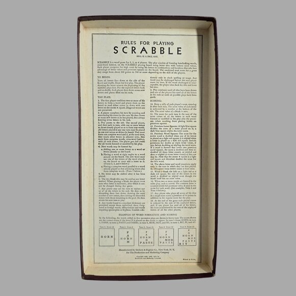 Vintage 1953 Selchow & Righter Co Scrabble Game Missing Only 1 Tile - Picture 7 of 11